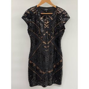 Express Sequin Dress Short Sleeve‎ Women Size Medium Black Swiftie Formal Party